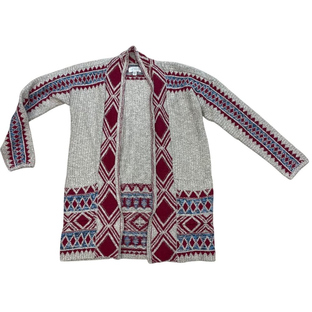 Lucky Brand Aztec Cardigan Sweater Women's Size XS Long‎ Sleeves Open Front Knit